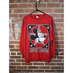 Vintage 90s Mickey Mouse Legends Red Crewneck Disney Unlimited Adult XL
